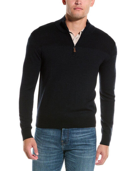 Bruno Magli Plaited 1/4-Zip Wool Mock Sweater Men's