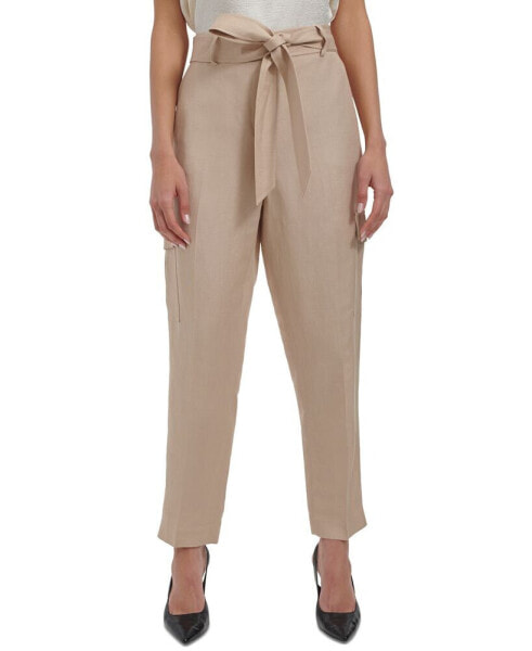 Women's Linen-Blend Tie Waist Pants