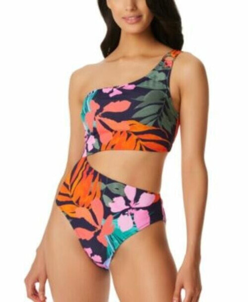 Jessica Simpson Women's Island Paradise Cutout One-Piece Swimsuit Multi Size M