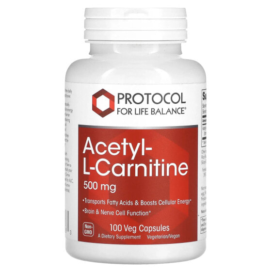 Acetyl-L-Carnitine, 500 mg, 100 Veg Capsules