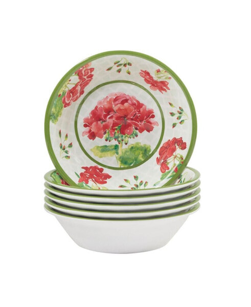 Geraniums Melamine All Purpose Bowl, Set of 6