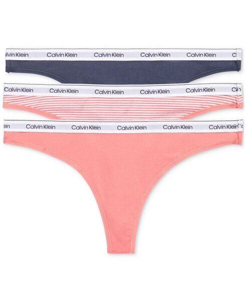 Women's 3-Pk. Modern Logo Low-Rise Thong Underwear QD5209