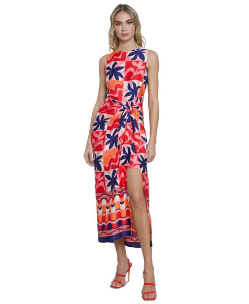 Women's Printed Charmeuse Midi Dress