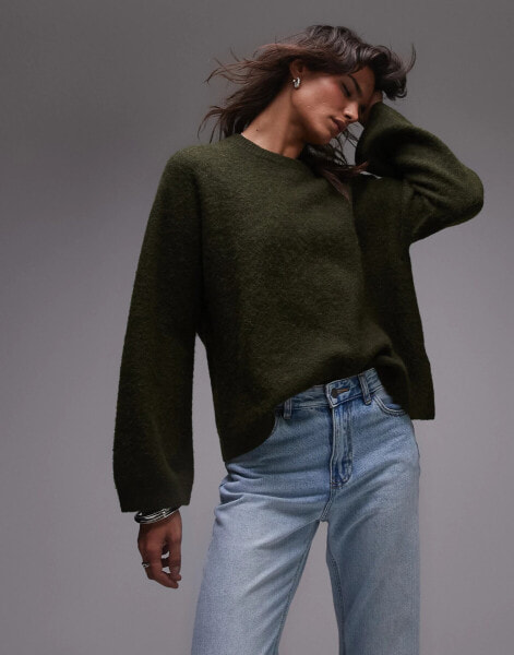 ARKET super soft alpaca wool blend relaxed sweater in green