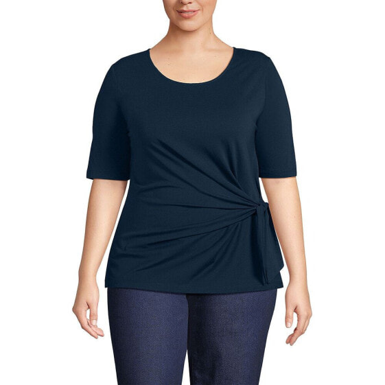 Plus Size Lightweight Jersey Tie Front Top