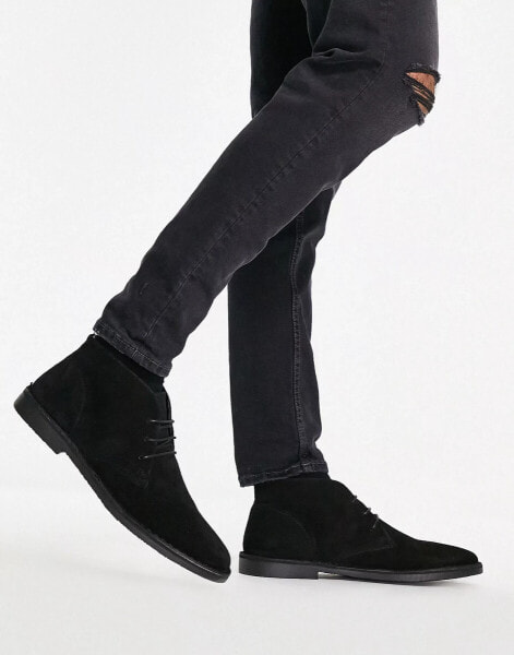 ASOS DESIGN desert boots in black suede