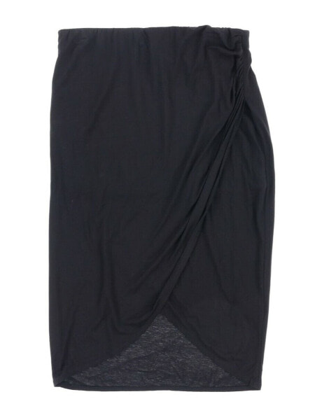 Max Studio 159942 Women's Medium High Low Hem Wrap Black Skirt Size Small