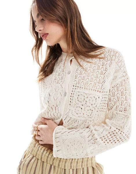 Mango crochet cardigan in white