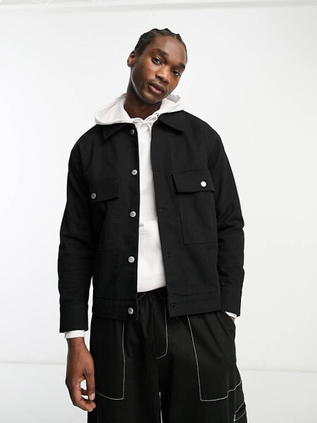 Weekday Brian workwear jacket in black