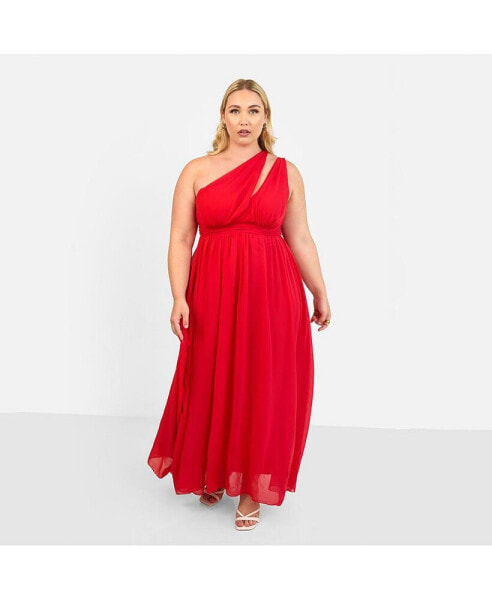 Plus Size Georgia Chiffon One Shoulder Maxi A Line Dress