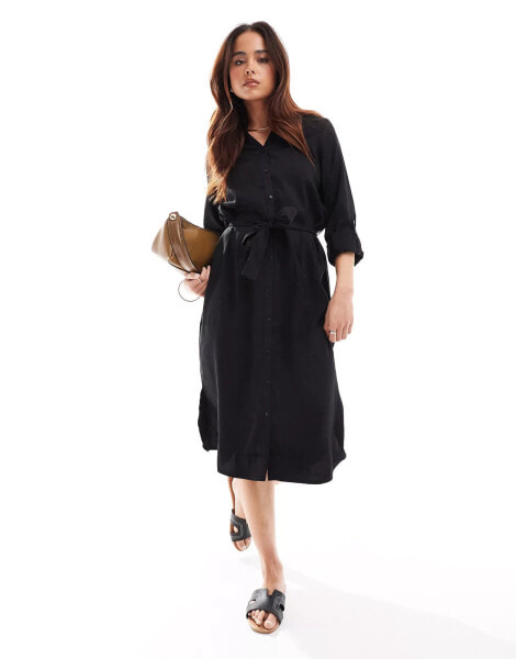 Vero Moda midi shirt dress in black