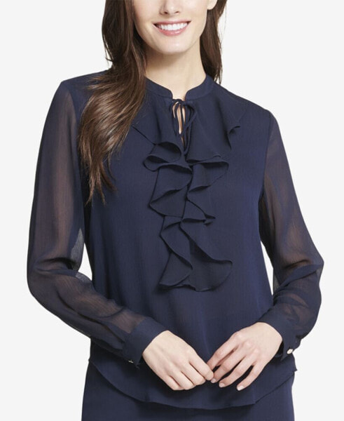 Women’s Ruffled Tie-Neck Blouse