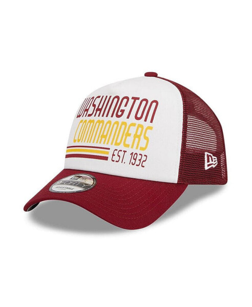 Men's White, Burgundy Washington Commanders Stacked A-Frame Trucker 9FORTY Adjustable Hat