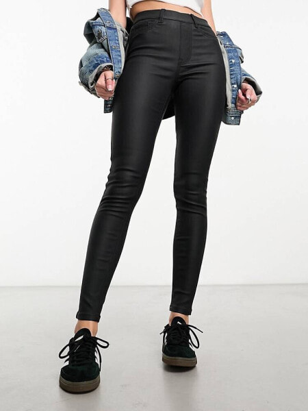 New Look coated jeggings in black