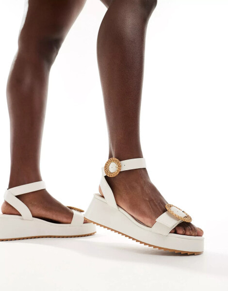 ASOS DESIGN Thermo buckle detail flatforms in white