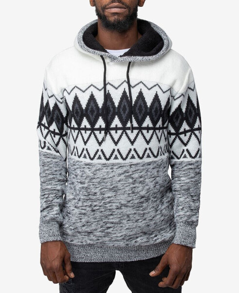 Men's Color Blocked Pattern Hooded Sweater