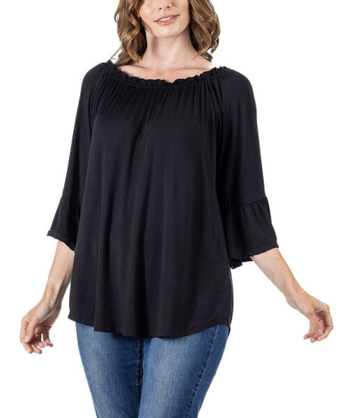 Women's Bell Sleeve Loose Fit Tunic Top