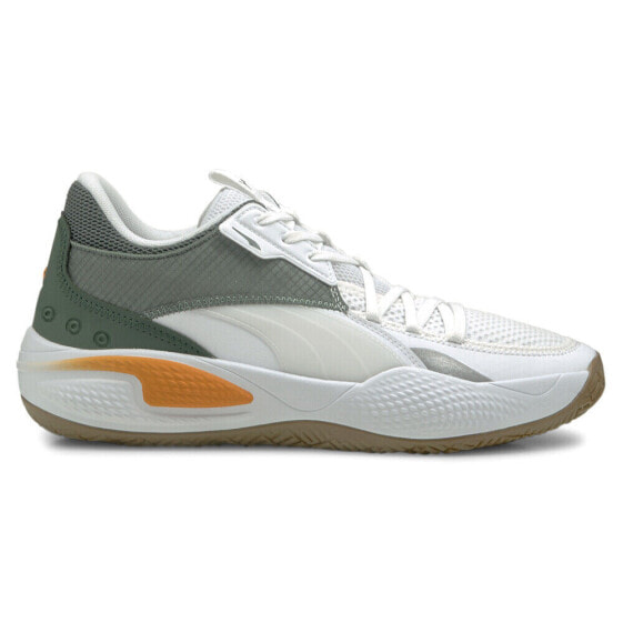 Puma Court Rider Pop Basketball Mens Green, White Sneakers Casual Shoes 3761070