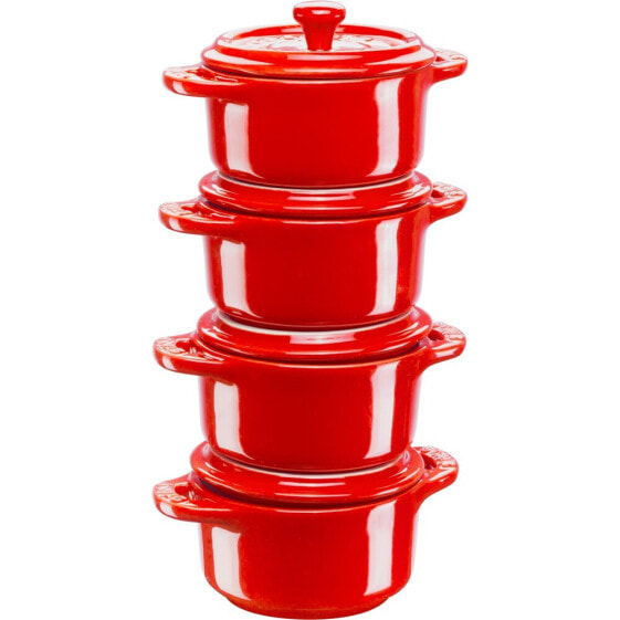 Staub Gift Giving 200 ML 4 Szt Czerwone Kokilki Naczynia DO Zapiekania Ceramiczne