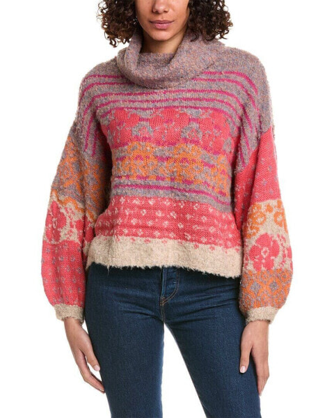 Rain + Rose Fuzzy Balloon Sleeve Sweater Women's