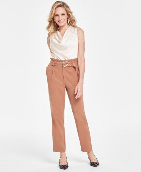 Women's High-Rise Paperbag Pants, Created for Macy's