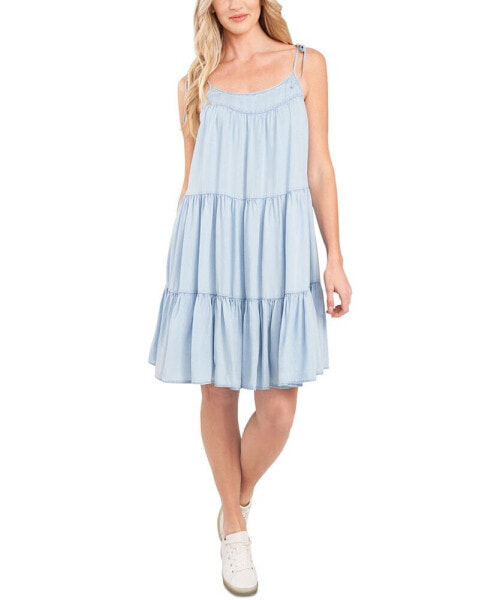 Women's Sleeveless Tiered Tie-Strap Dress