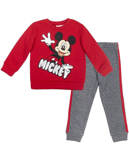 Boys Mickey Mouse Fleece Pullover Sweatshirt and Pants Outfit Set to (12 Months - 14-16)