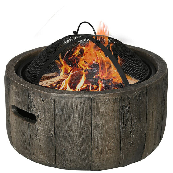 18" Wood-Burning Fire Pit with Spark Cover & Poker