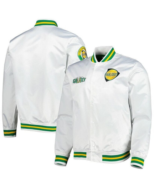 Men's White LA Galaxy City Full-Snap Satin Jacket