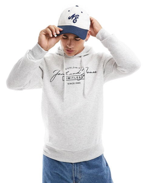 Jack & Jones script logo hoodie in white