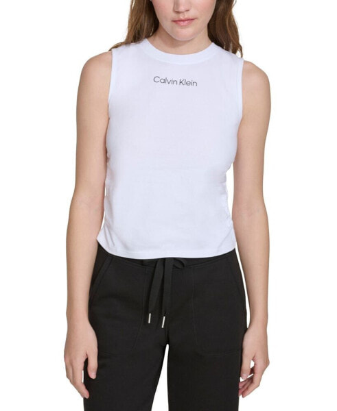 Women's Ruched Crewneck Logo Tank Top