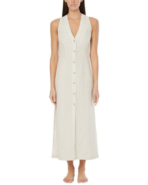 Onia Air Linen-Blend Button Down Maxi Dress Women's S