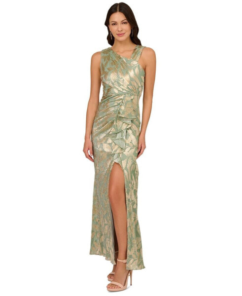 Women's Asymmetric Metallic-Print Mermaid Gown