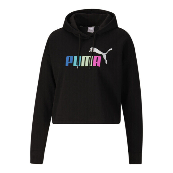 Puma Essential Cropped Logo Pullover Hoodie Womens Black Casual Outerwear 586869