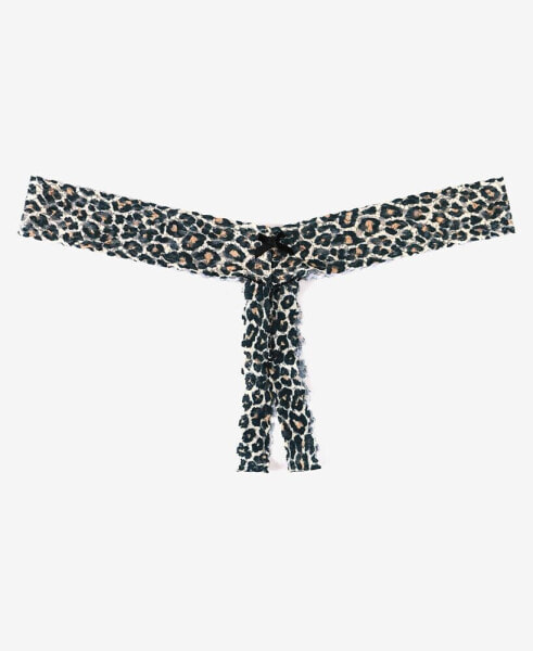 Женские трусы Hanky Panky womens Classic Leopard Sig Lace Crotchless Low Rise Thong Plus Size