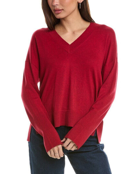 Hannah Rose High-Low Cashmere-Blend Sweater Women's Red O/S