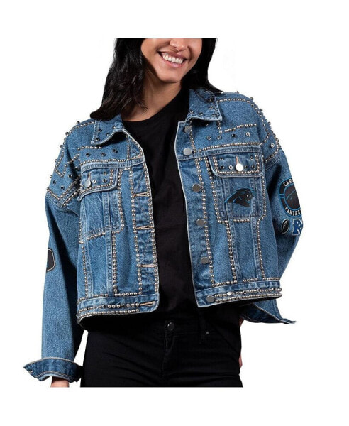 Women's Carolina Panthers First Finish Medium Denim Full-Button Jacket