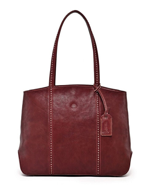 Women's Genuine Leather Dancing Bamboo Tote Bag