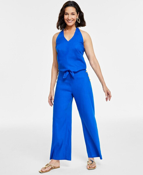 Women's Button-Trim Wide-Leg Pants, Created for Macy's