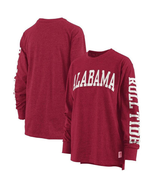 Women's Crimson Alabama Crimson Tide Plus Size Two-Hit Canyon Long Sleeve T-shirt