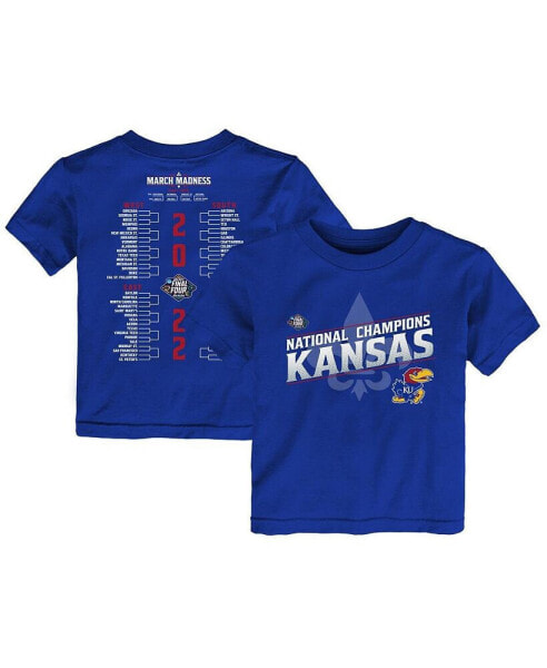 Toddler Girls and Boys Royal Kansas Jayhawks 2022 NCAA Men's Basketball National Champions Bracket T-shirt