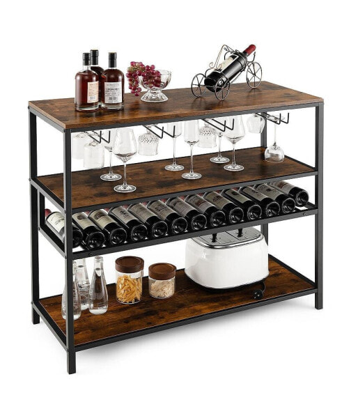 Wine Rack Table With 4 Rows of Glass Holders