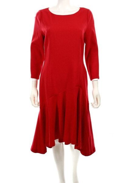 Michael Michael Kors Womens 3/4 Sleeve Solid Red Flare A-Line Dress Size 6