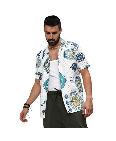 Men's Chalk White Mesh Aztec Shirt