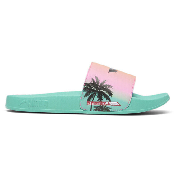 Puma F1 Leadcat 2.0 Miami Graphic Slide Mens Green, Pink Casual Sandals 3084730