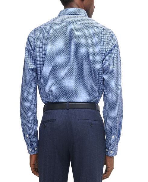 Men's Printed Performance-Stretch Regular-Fit Dress Shirt