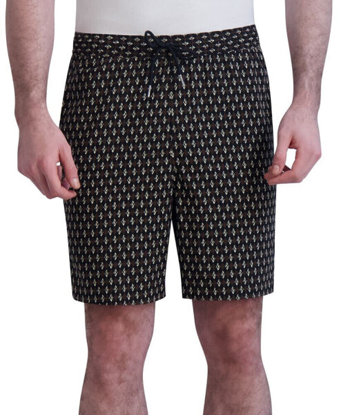 Men's Slim-Fit Diamond-Grid Logo-Print 7-1/2" Drawstring Shorts, Created for Macy's