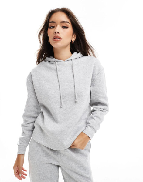 Pieces sweat hoodie co-ord in light grey melange