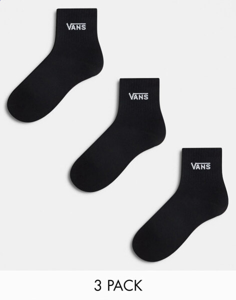 Vans classic half crew 3 pack socks in black