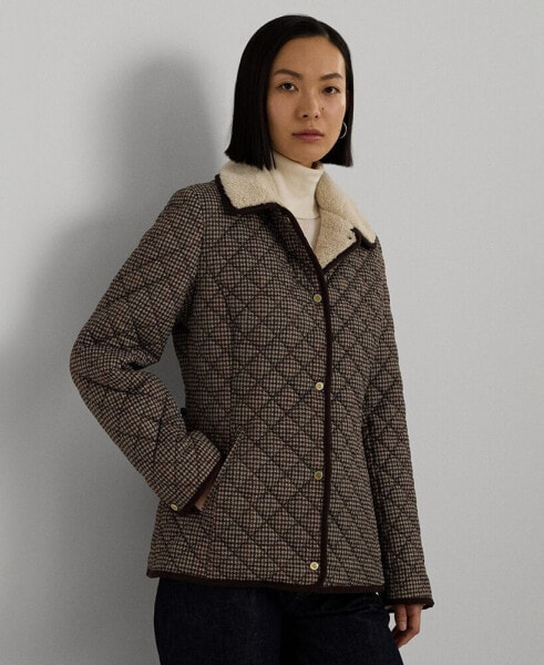 Women's Faux-Sherpa-Collar Quilted Coat